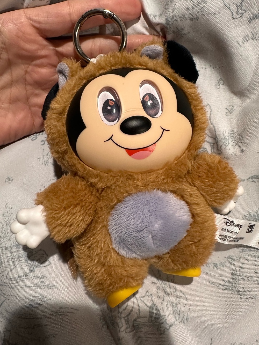 Disney “Into the Woods” Mickey Mouse Brown Plush Keychain with Gray Belly